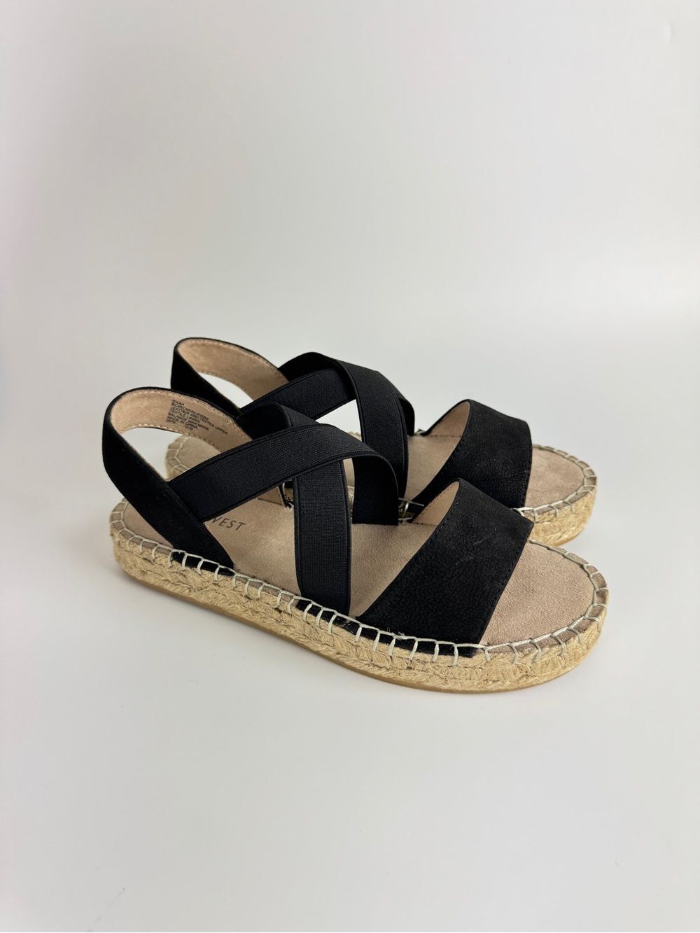 Nine West Women Black Crisscross Espadrille Sandals Size 5.5